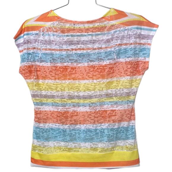 Coldwater Creek Striped Burnout Cap Sleeve Shirt - Picture 2 of 5